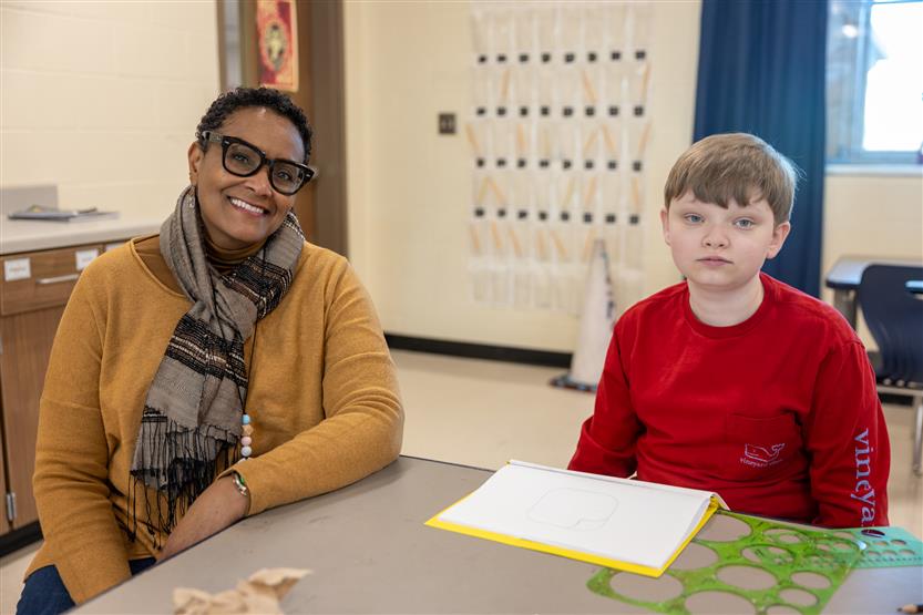 Students in art class